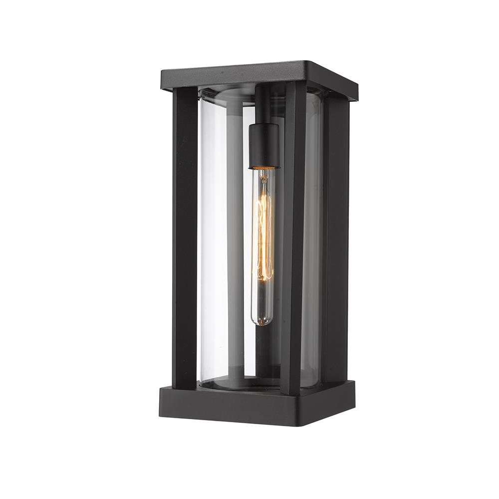 Z-Lite 586M-BK Glenwood 1 Light Outdoor Wall Sconce in Black with Clear Shade