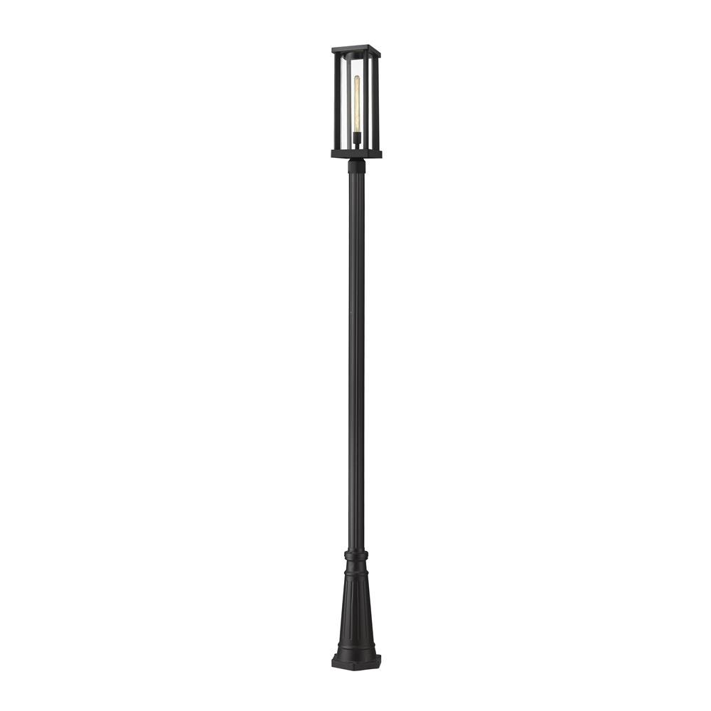 Z-Lite 586PHBR-519P-BK Glenwood 1 Light Outdoor Post Mounted Fixture in Black with Clear Shade