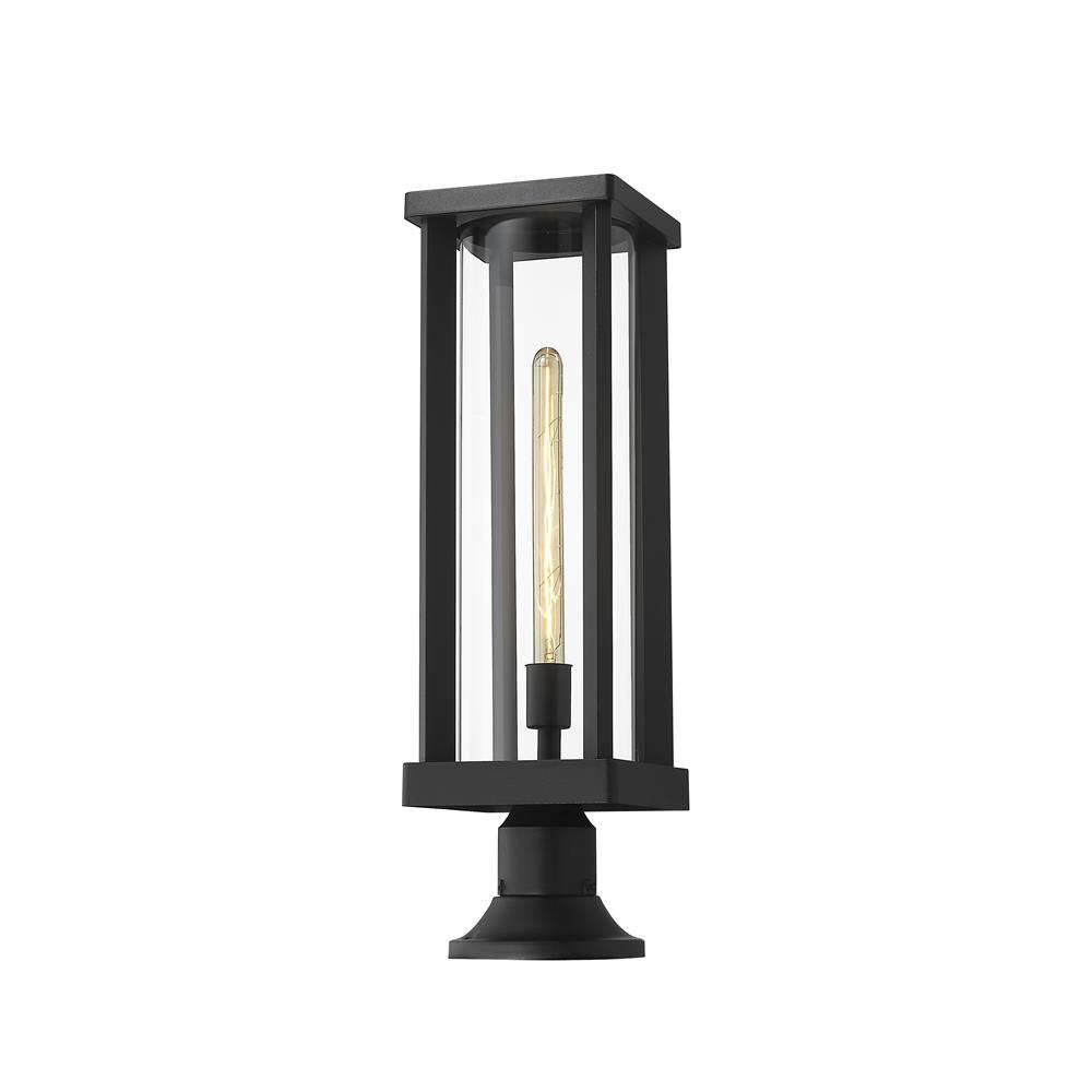 Z-Lite 586PHBR-553PM-BK Glenwood 1 Light Outdoor Pier Mounted Fixture in Black with Clear Shade