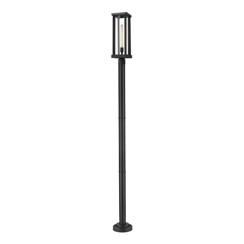 Z-Lite 586PHBR-567P-BK Glenwood 1 Light Outdoor Post Mounted Fixture in Black with Clear Shade