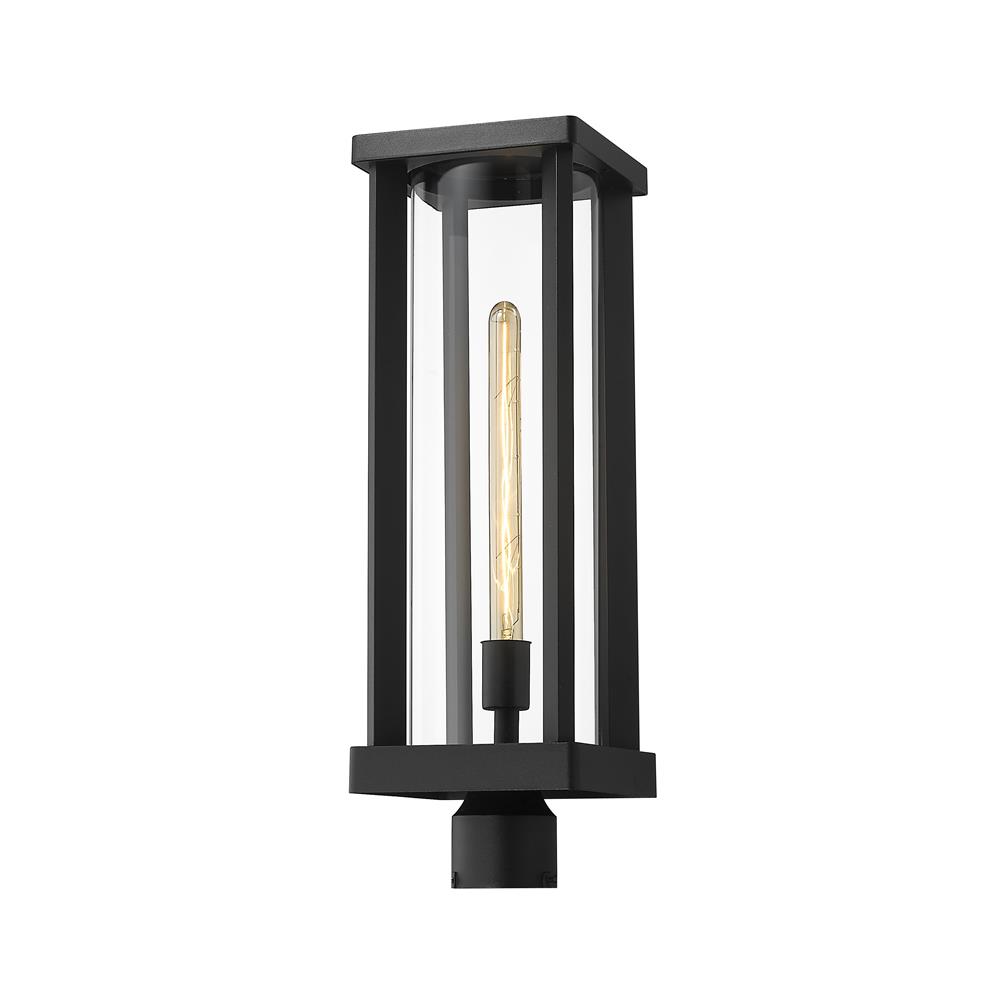 Z-Lite 586PHBR-BK Glenwood 1 Light Outdoor Post Mount Fixture in Black with Clear Shade