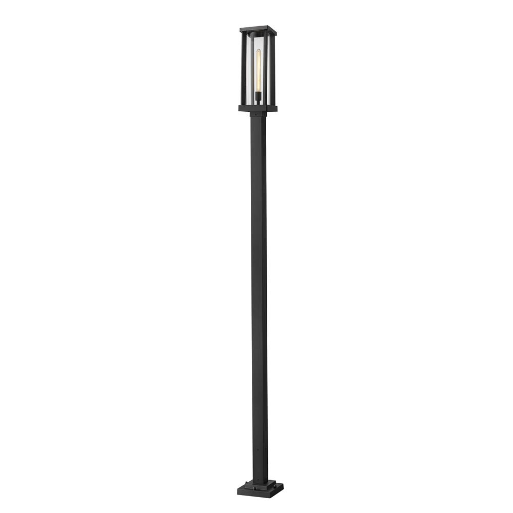 Z-Lite 586PHBS-536P-BK Glenwood 1 Light Outdoor Post Mounted Fixture in Black with Clear Shade