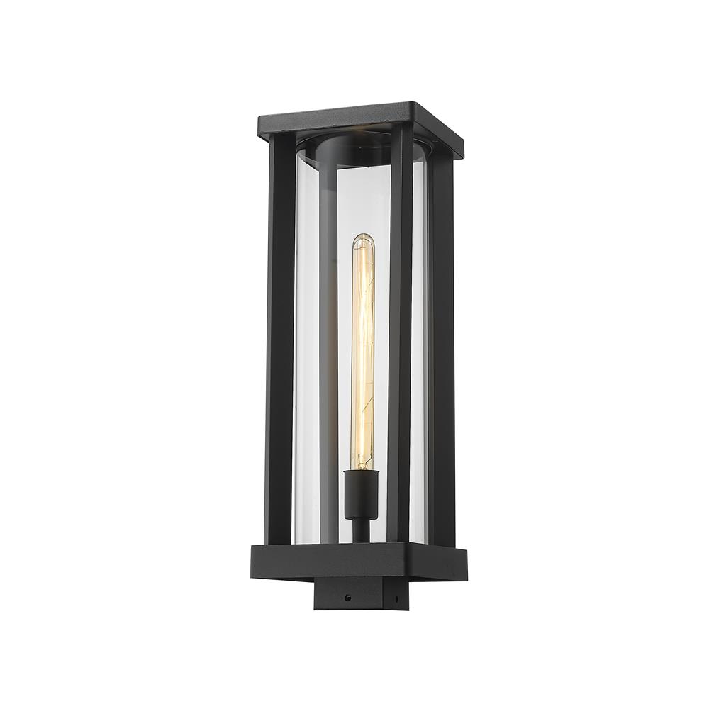 Z-Lite 586PHBS-BK Glenwood 1 Light Outdoor Post Mount Fixture in Black with Clear Shade