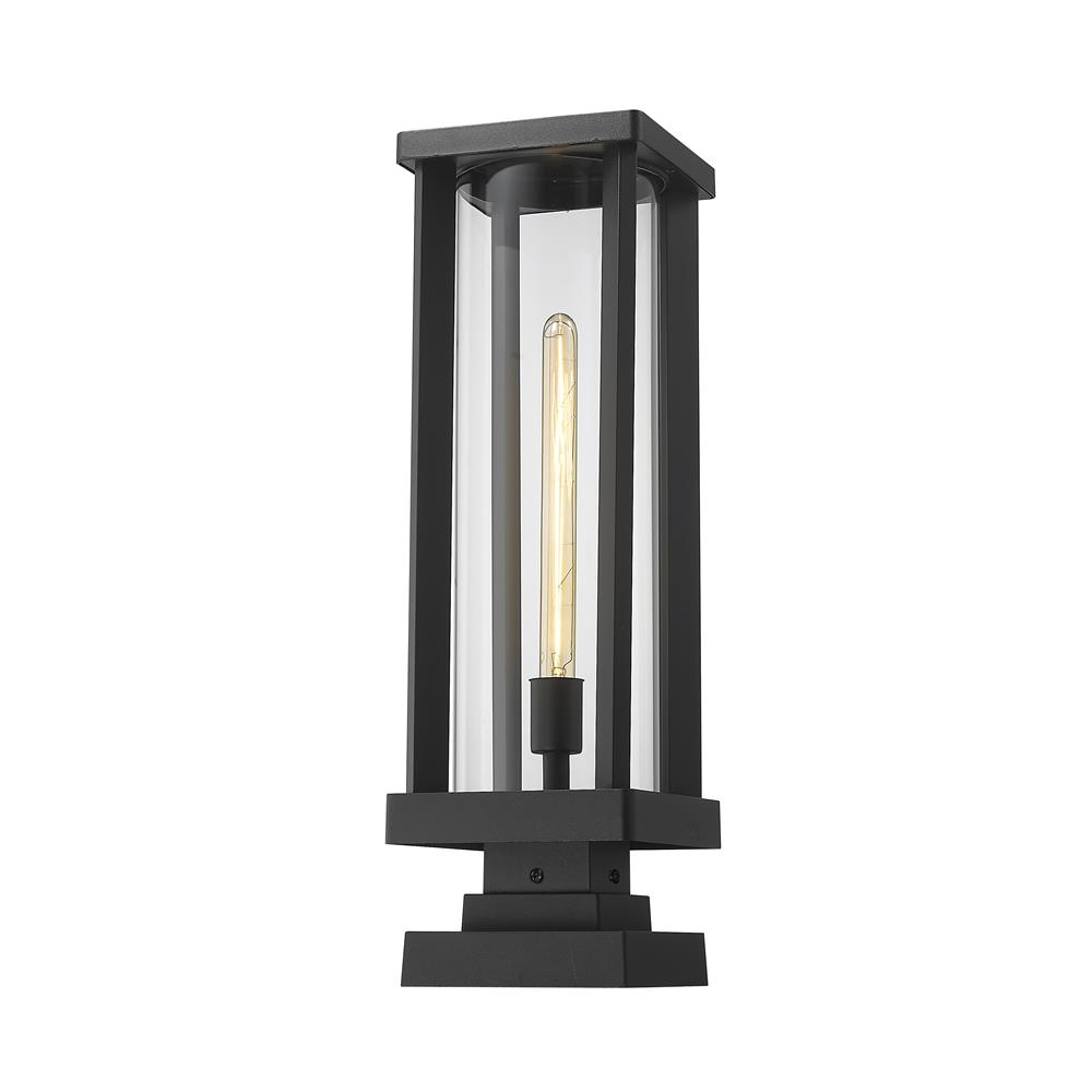 Z-Lite 586PHBS-SQPM-BK Glenwood 1 Light Outdoor Pier Mounted Fixture in Black with Clear Shade