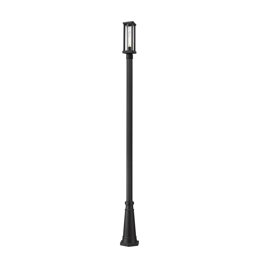 Z-Lite 586PHMR-519P-BK Glenwood 1 Light Outdoor Post Mounted Fixture in Black with Clear Shade