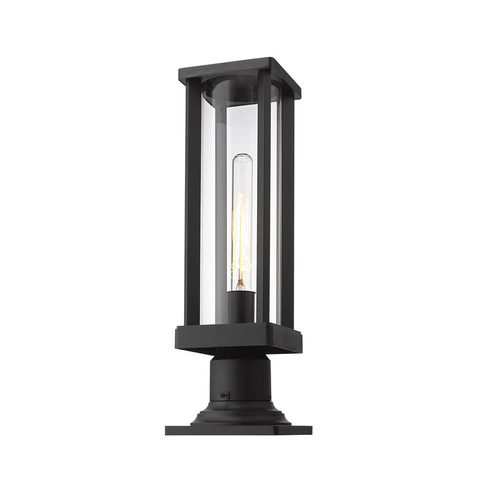 Z-Lite 586PHMR-533PM-BK Glenwood 1 Light Outdoor Pier Mounted Fixture in Black with Clear Shade