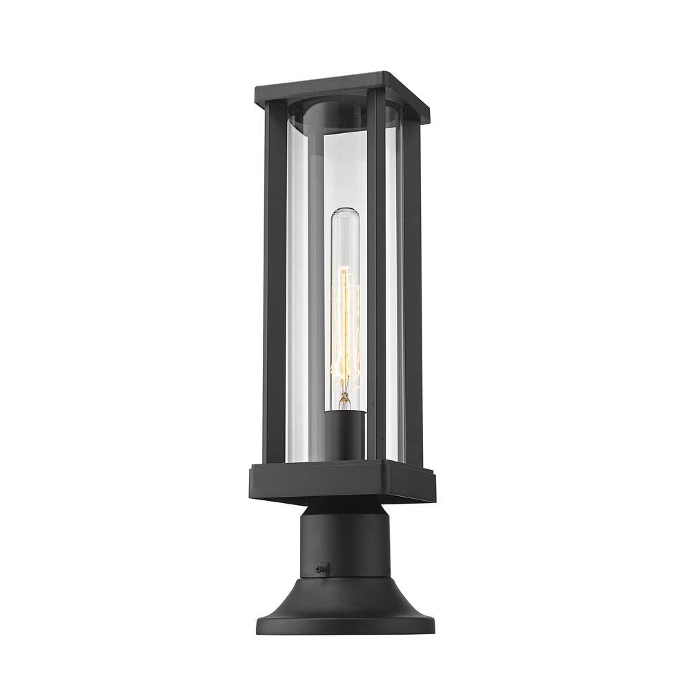 Z-Lite 586PHMR-553PM-BK Glenwood 1 Light Outdoor Pier Mounted Fixture in Black with Clear Shade