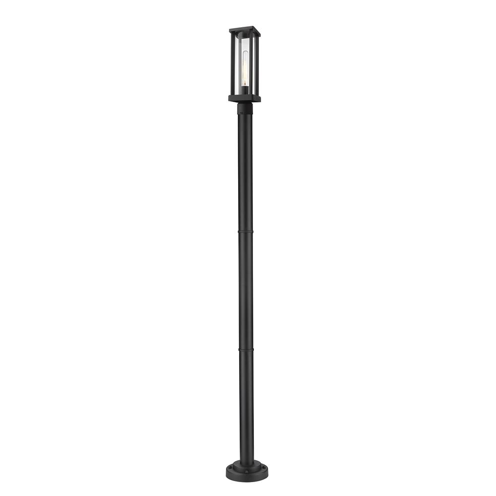 Z-Lite 586PHMR-567P-BK Glenwood 1 Light Outdoor Post Mounted Fixture in Black with Clear Shade