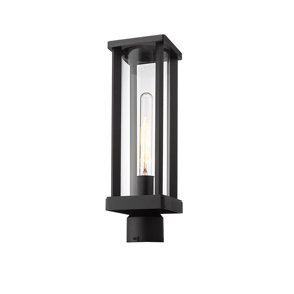 Z-Lite 586PHMR-BK Glenwood 1 Light Outdoor Post Mount Fixture in Black with Clear Shade