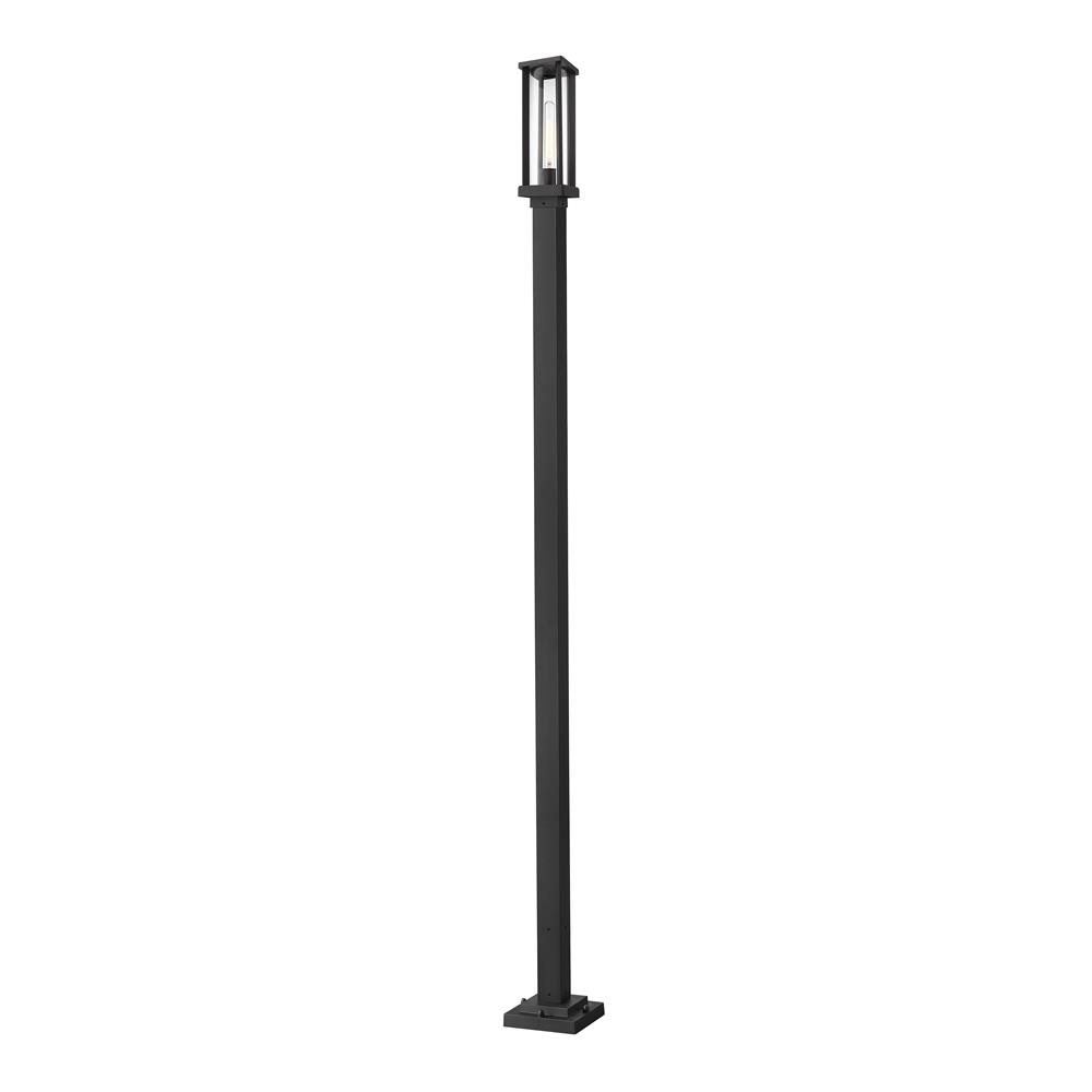 Z-Lite 586PHMS-536P-BK Glenwood 1 Light Outdoor Post Mounted Fixture in Black with Clear Shade