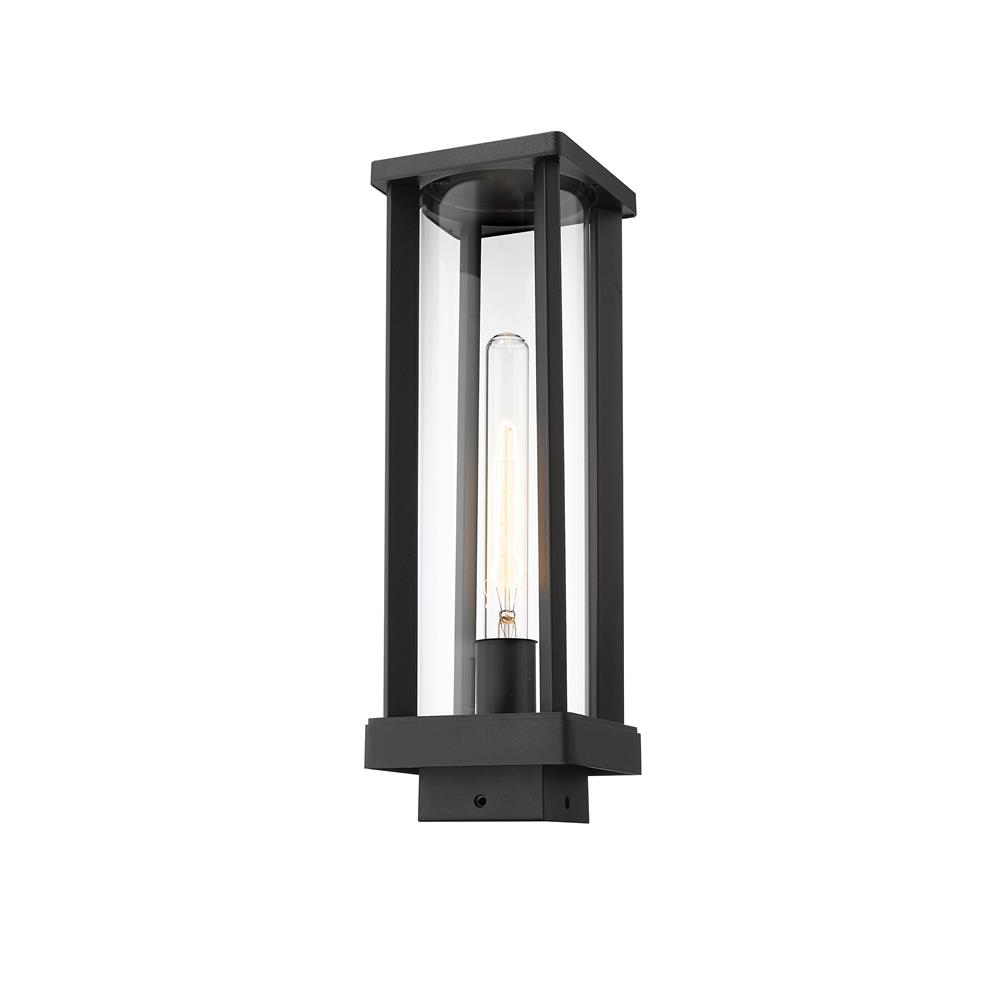 Z-Lite 586PHMS-BK Glenwood 1 Light Outdoor Post Mount Fixture in Black with Clear Shade