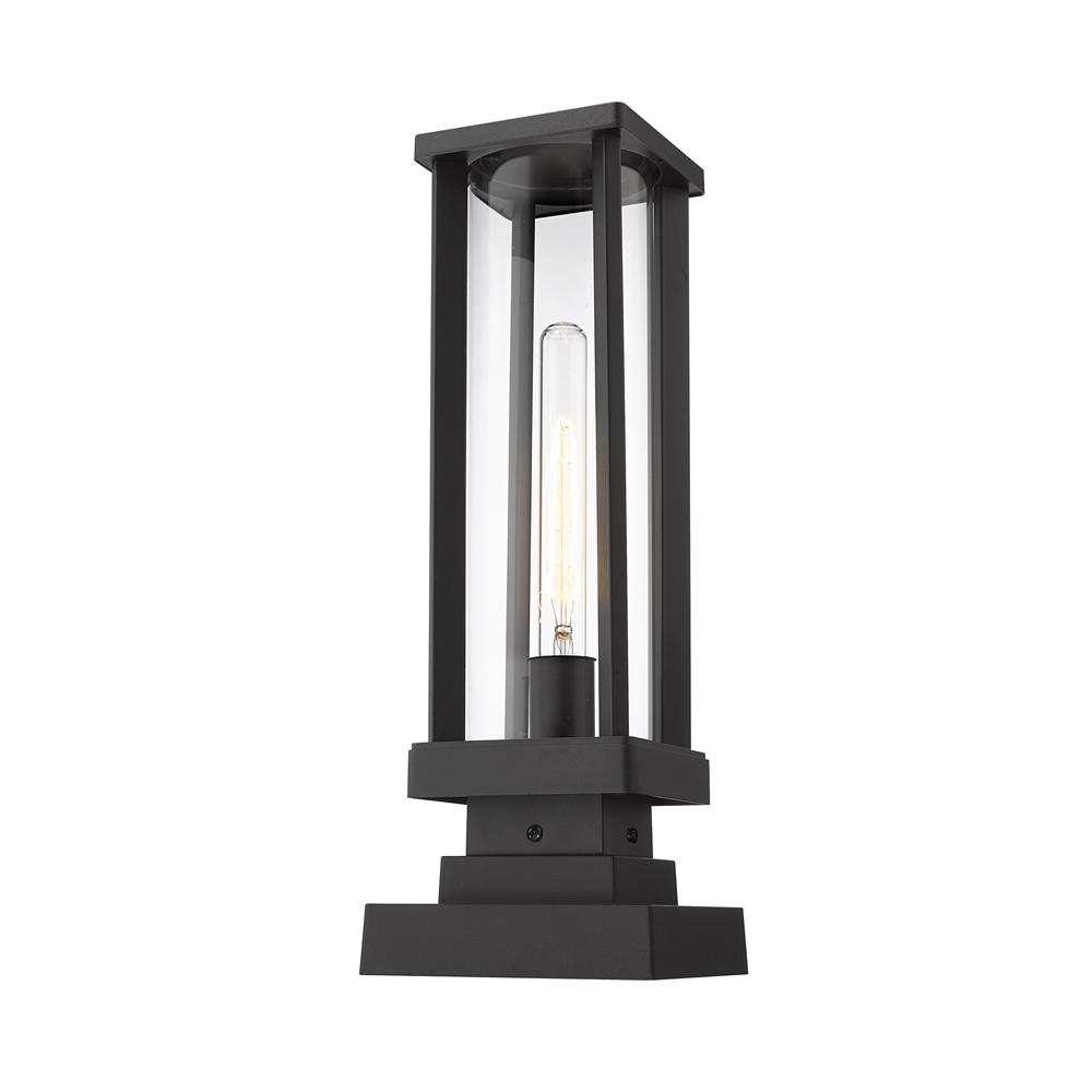 Z-Lite 586PHMS-SQPM-BK Glenwood 1 Light Outdoor Pier Mounted Fixture in Black with Clear Shade
