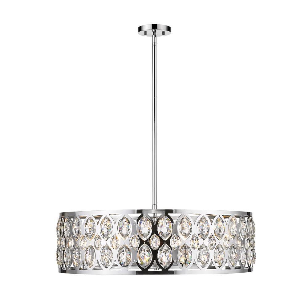 Z-Lite 6010-30CH Dealey 8 Light Chandelier in Chrome with Chrome + Clear Crystal Shade