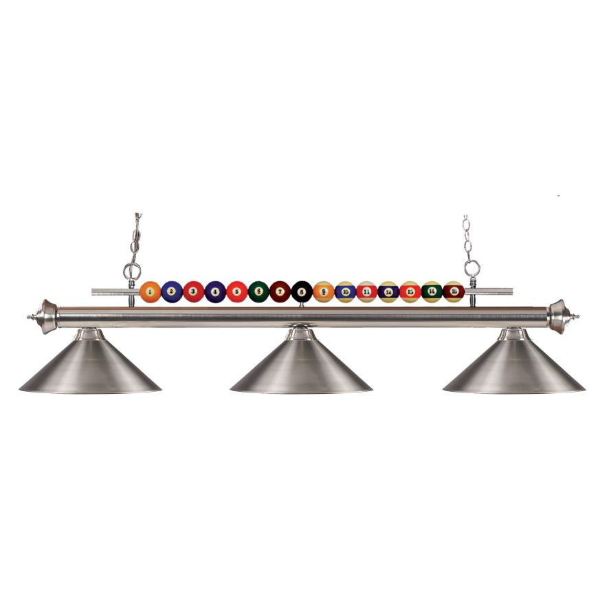 Z-Lite 170BN-MBN 3 Light Billiard in Brushed Nickel with a Brushed Nickel Shade