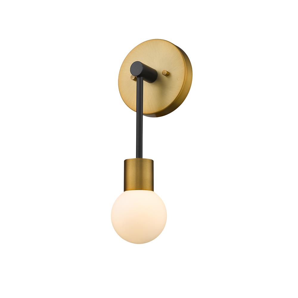 Z-Lite 621-1S-MB-FB Neutra 1 Light Wall Sconce in Matte Black + Foundry Brass with Opal Shade
