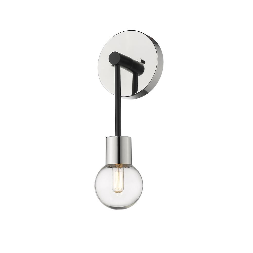 Z-Lite 621-1S-MB-PN Neutra 1 Light Wall Sconce in Matte Black + Polished Nickel with Clear Shade