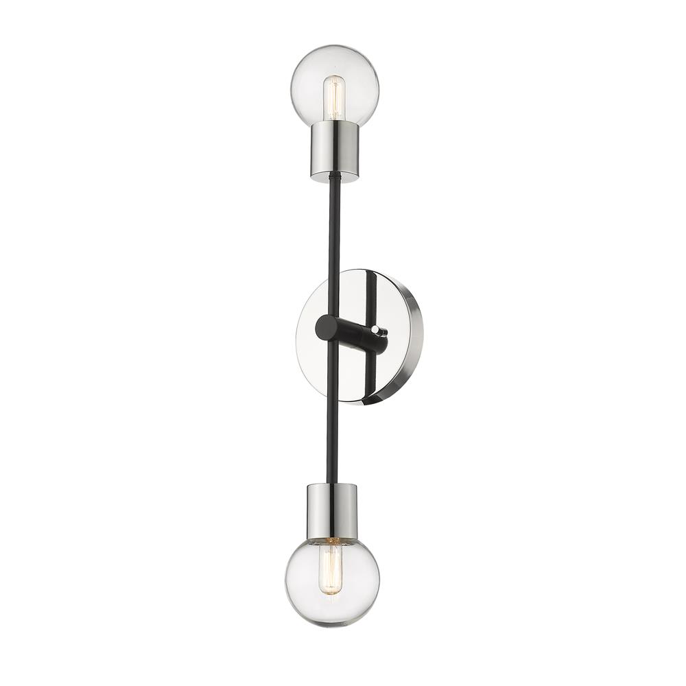 Z-Lite 621-2S-MB-PN Neutra 2 Light Wall Sconce in Matte Black + Polished Nickel with Clear Shade