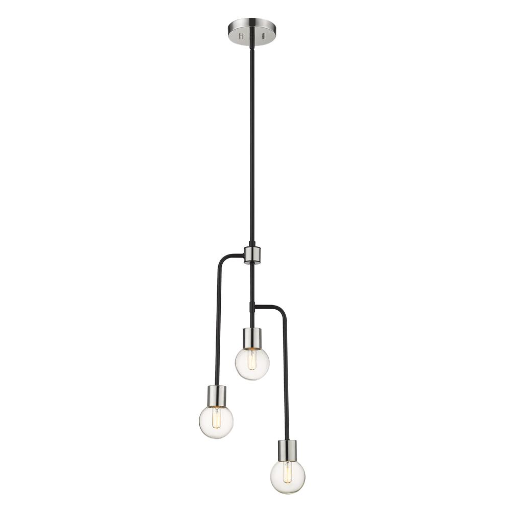Z-Lite 621-3MB-PN Neutra 3 Light Chandelier in Matte Black + Polished Nickel with Clear Shade