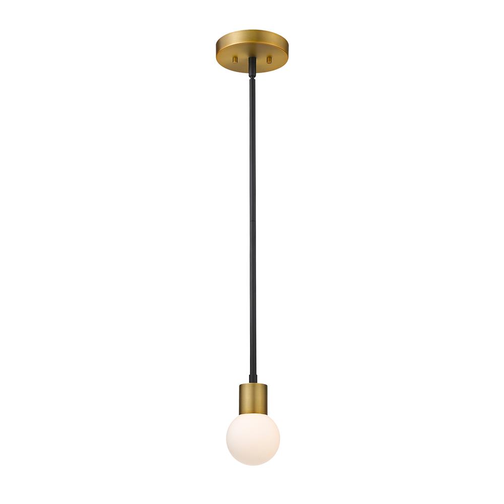 Z-Lite 621MP-MB-FB Neutra 1 Light Mini Pendant in Matte Black + Foundry Brass with Opal Shade