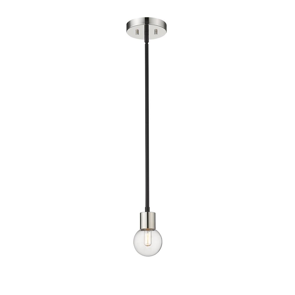 Z-Lite 621MP-MB-PN Neutra 1 Light Mini Pendant in Matte Black + Polished Nickel with Clear Shade