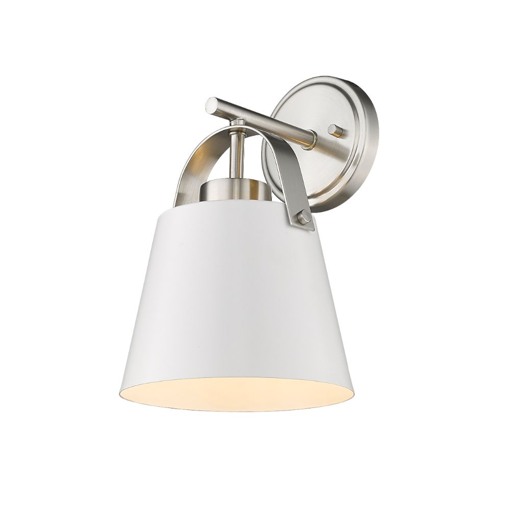 Z-Lite 726-1S-MW+BN 1 Light Wall Sconce in Matte White Brushed Nickel