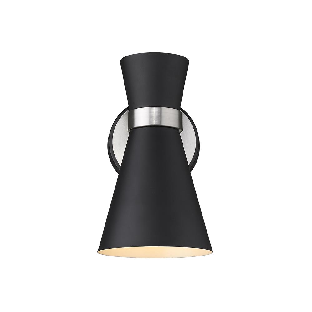 Z-Lite 728-1S-MB-BN Soriano 1 Light Wall Sconce in Matte Black + Brushed Nickel with Matte Black Shade