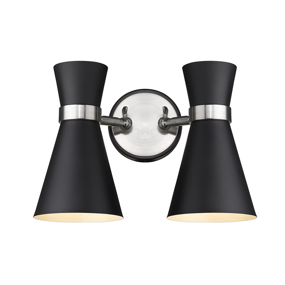 Z-Lite 728-2S-MB-BN Soriano 2 Light Wall Sconce in Matte Black + Brushed Nickel with Matte Black Shade