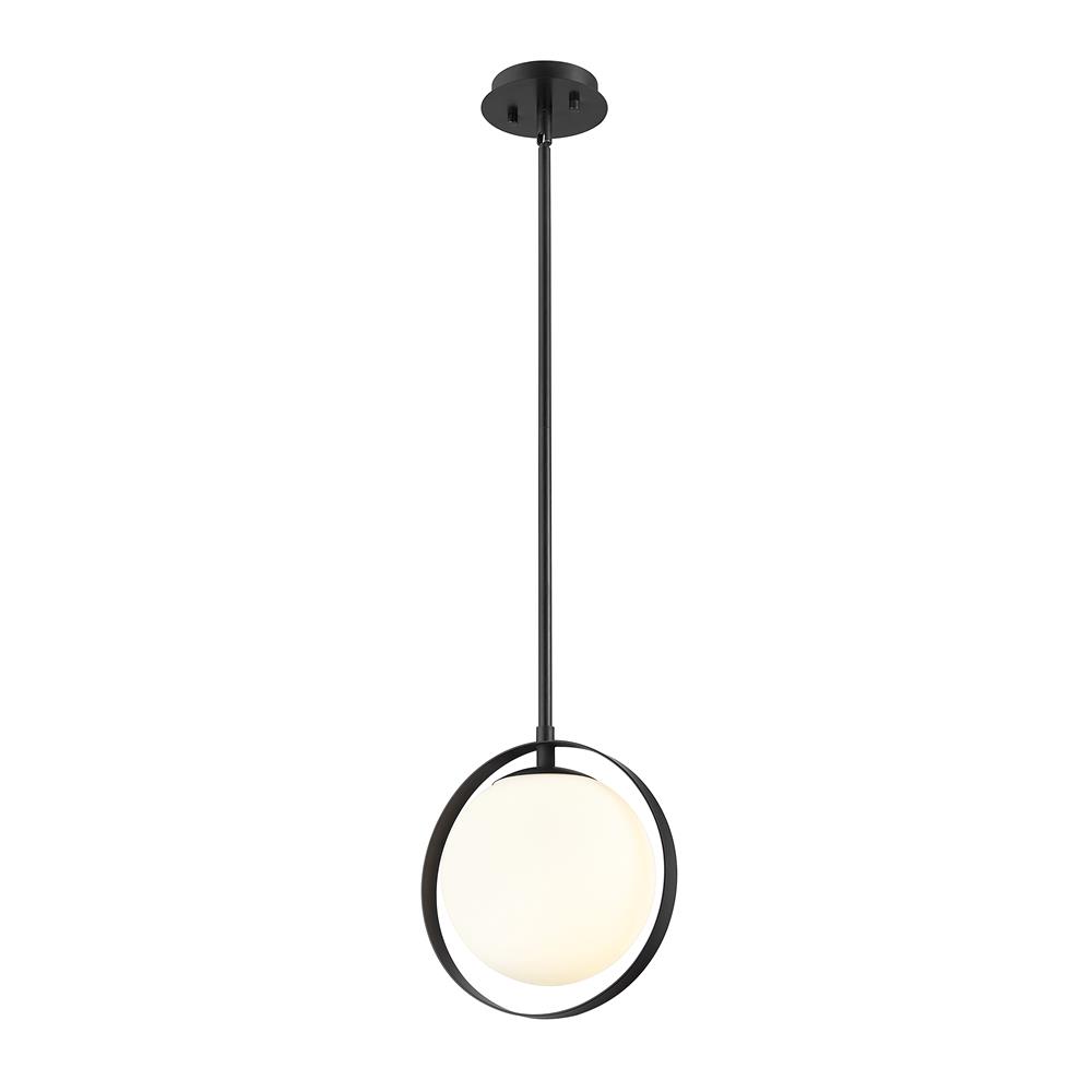 Z-Lite 730MP-MB Midnetic 1 Light Mini Pendant in Matte Black with Matte Opal Shade