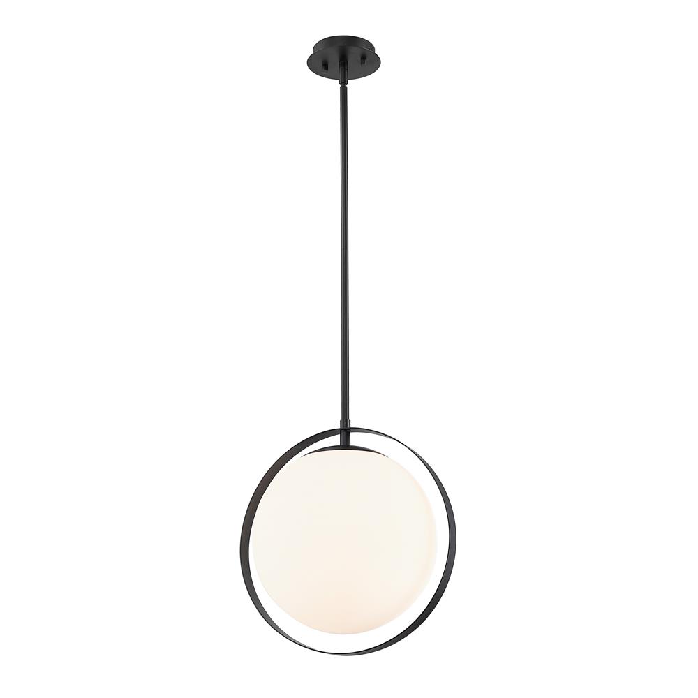 Z-Lite 730P12-MB Midnetic 1 Light Mini Pendant in Matte Black with Matte Opal Shade