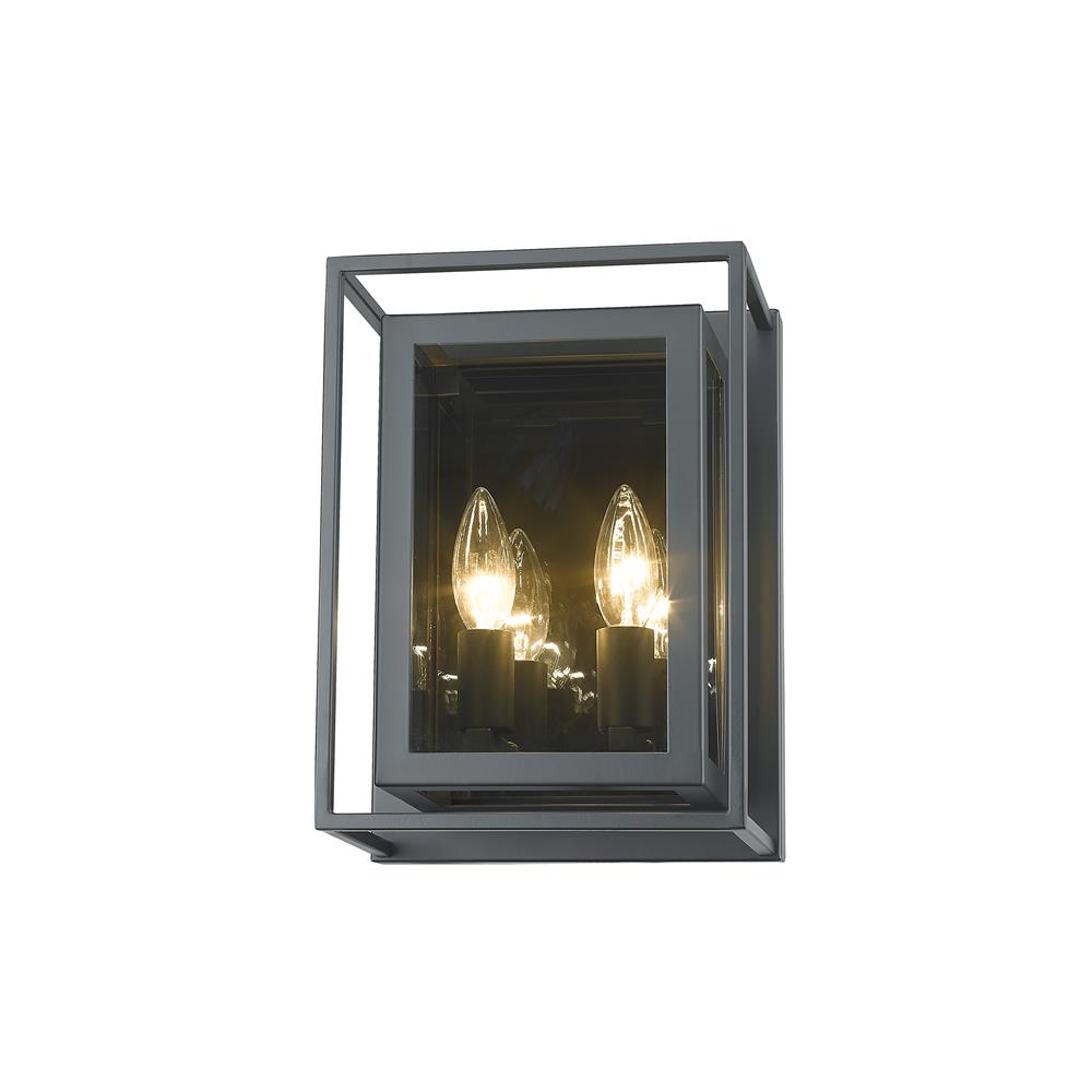 Z-Lite 802-2S-MC Infinity 2 Light Wall Sconce in Misty Charcoal with Smoke Shade