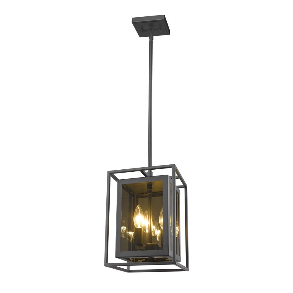 Z-Lite 802MP-MC Infinity 3 Light Mini Pendant in Misty Charcoal with Smoke Shade