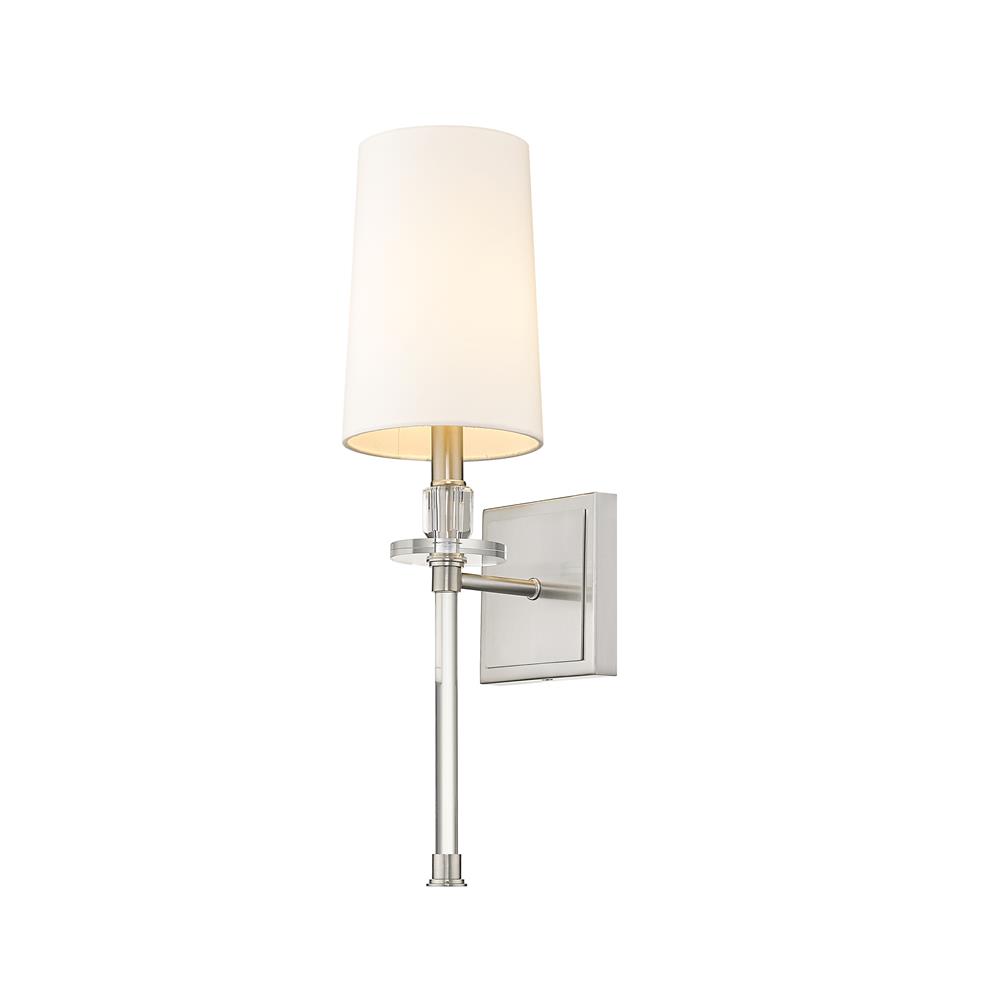 Z-Lite 803-1S-BN Sophia 1 Light Wall Sconce in Brushed Nickel with White Shade