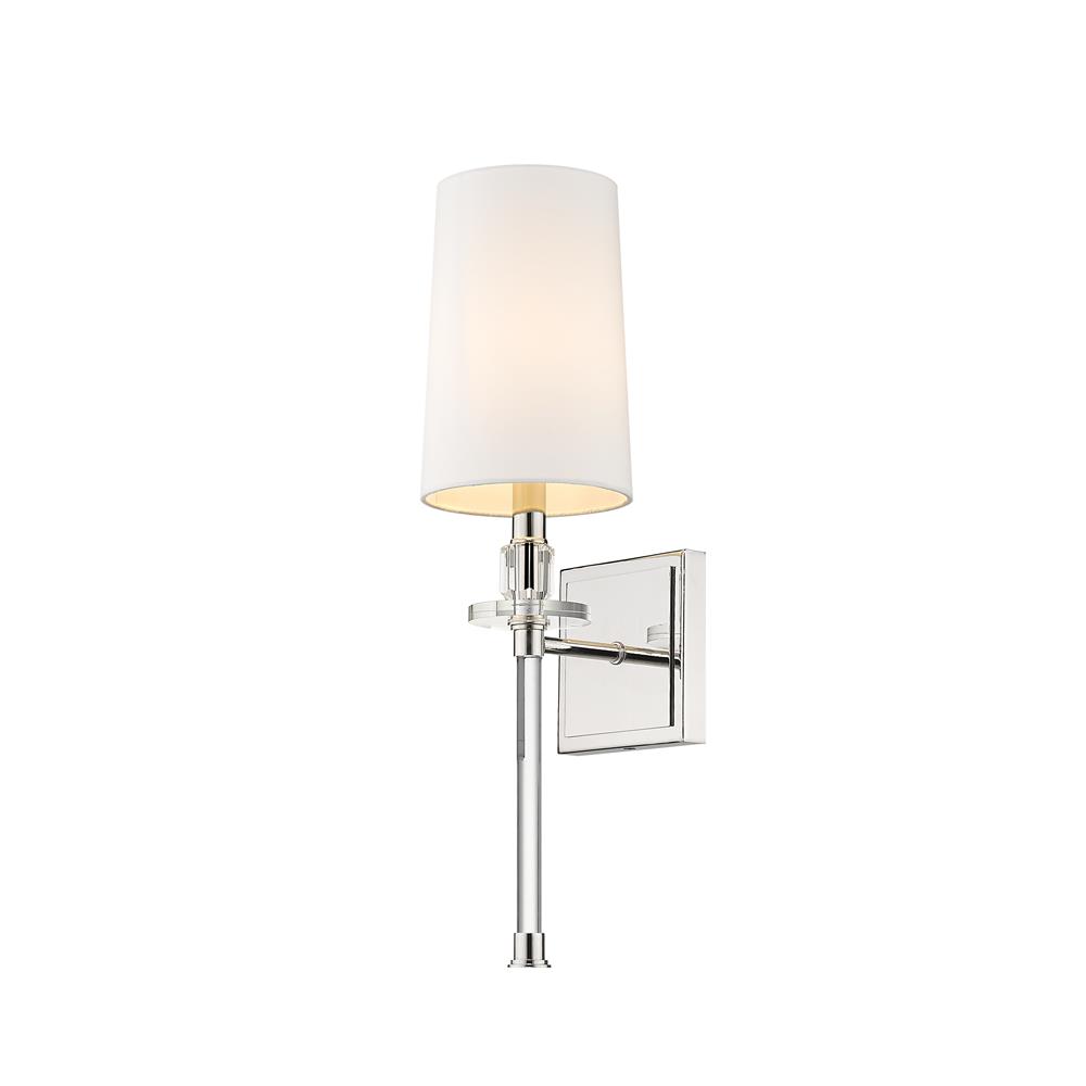 Z-Lite 803-1S-PN Sophia 1 Light Wall Sconce in Polished Nickel with White Shade