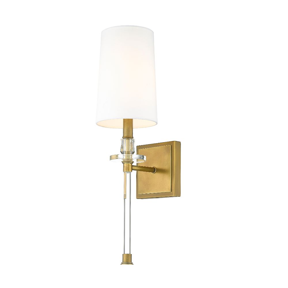 Z-Lite 803-1S-RB-WH 1 Light Wall Sconce in Rubbed Brass