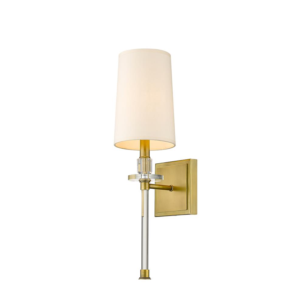Z-Lite 803-1S-RB Sophia 1 Light Wall Sconce in Rubbed Brass with Beige Shade