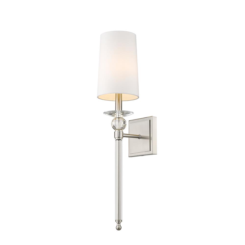 Z-Lite 804-1S-BN Ava 1 Light Wall Sconce in Brushed Nickel with White Shade