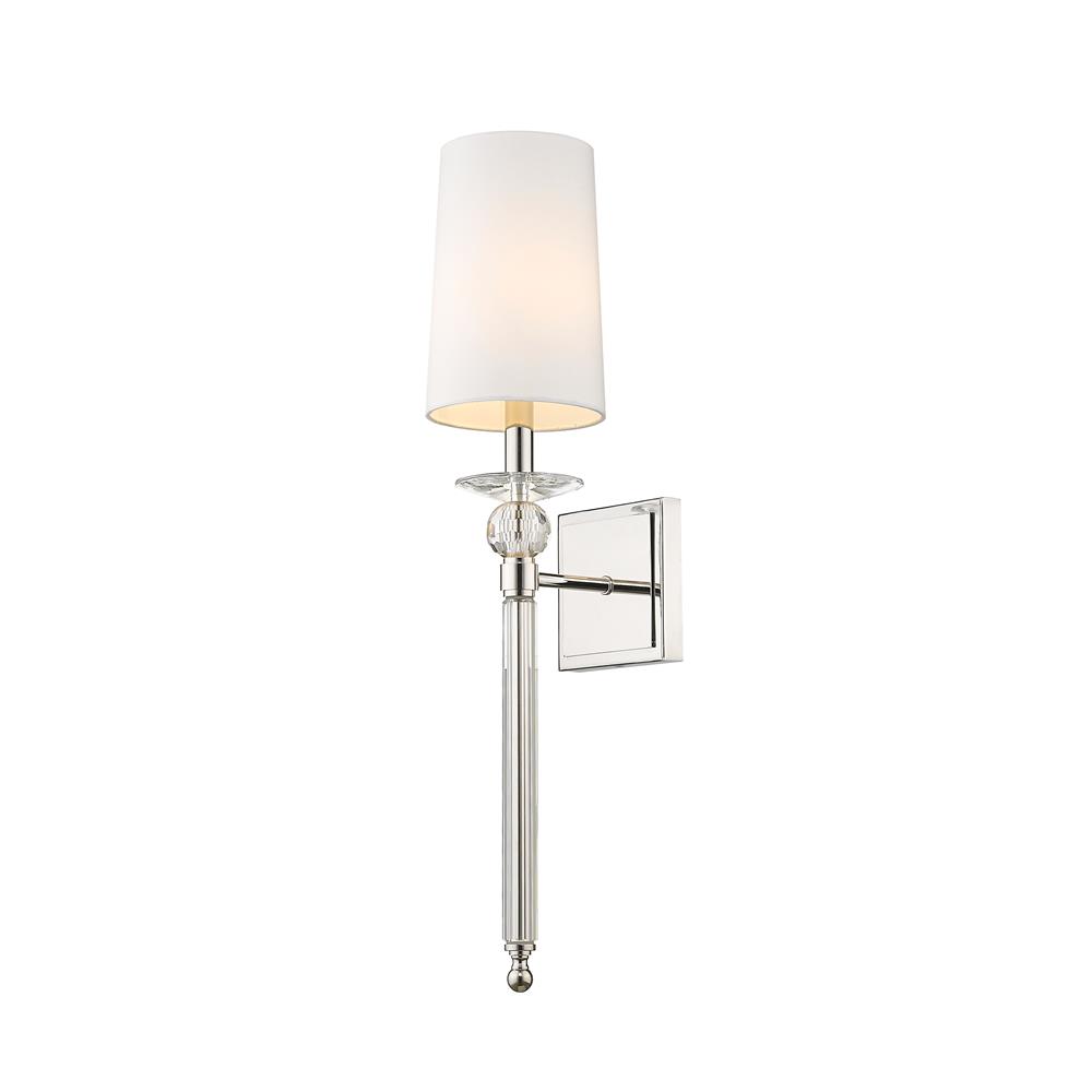 Z-Lite 804-1S-PN Ava 1 Light Wall Sconce in Polished Nickel with White Shade