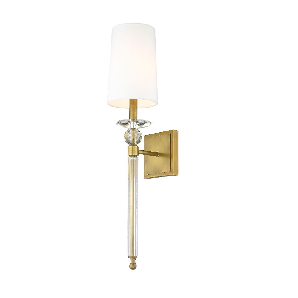 Z-Lite 804-1S-RB-WH 1 Light Wall Sconce in Rubbed Brass