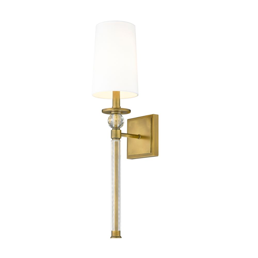 Z-Lite 805-1S-RB-WH 1 Light Wall Sconce in Rubbed Brass