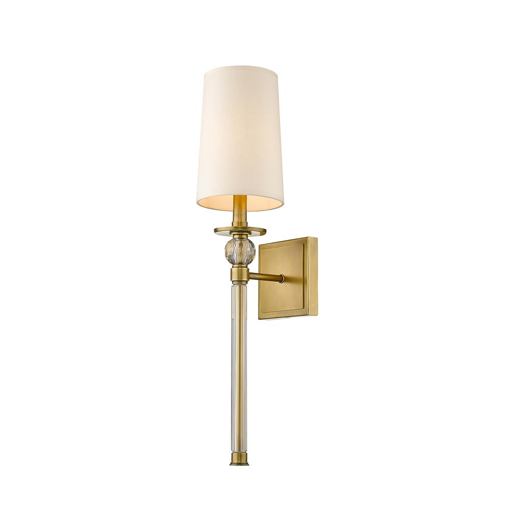 Z-Lite 805-1S-RB Mia 1 Light Wall Sconce in Rubbed Brass with Beige Shade