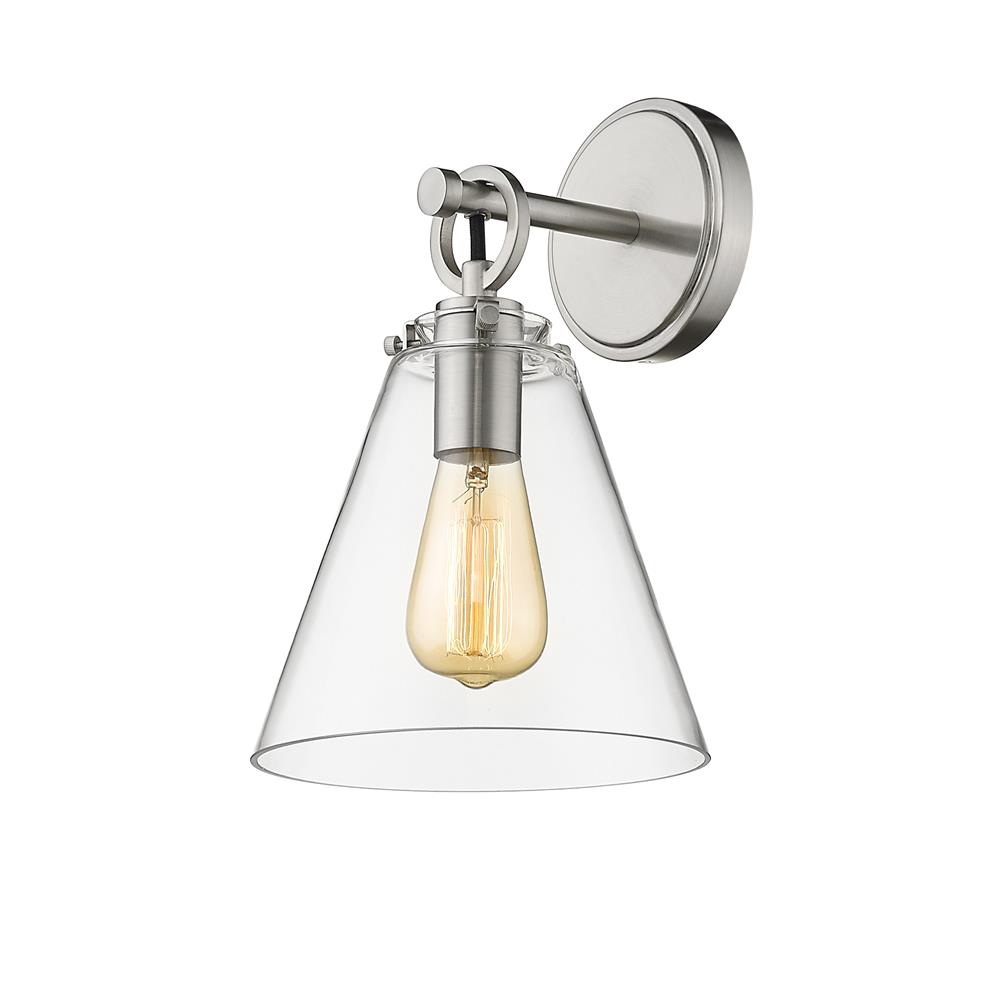 Z-Lite 806-1S-BN Harper 1 Light Wall Sconce in Brushed Nickel with Clear Shade