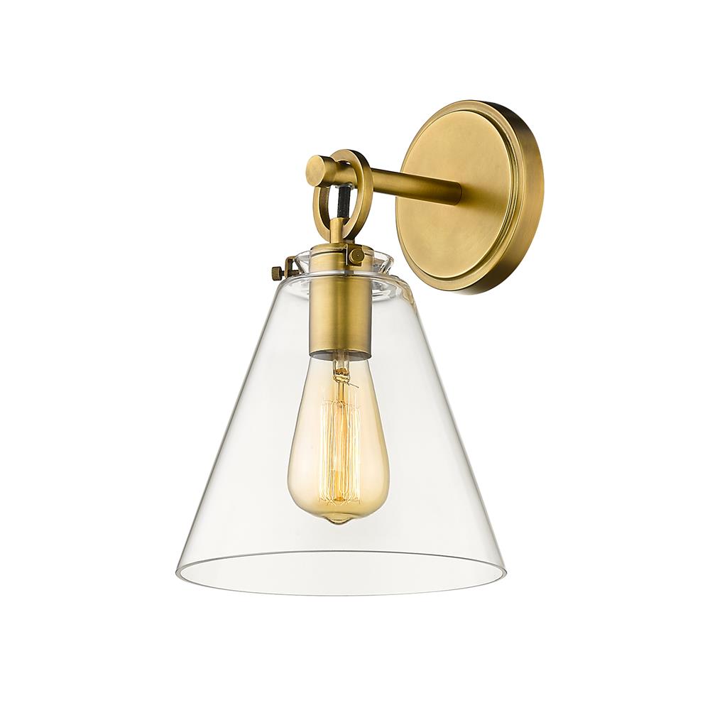 Z-Lite 806-1S-RB Harper 1 Light Wall Sconce in Rubbed Brass with Clear Shade