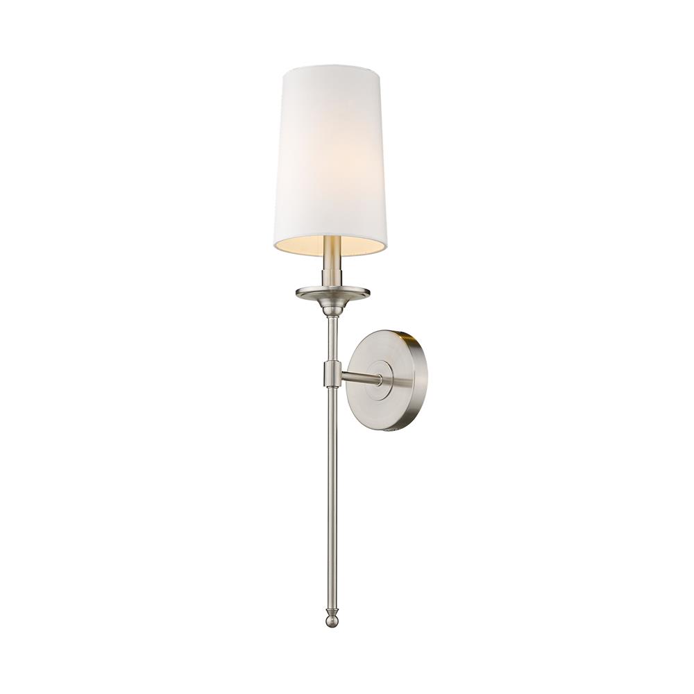 Z-Lite 807-1S-BN Emily 1 Light Wall Sconce in Brushed Nickel with White Shade