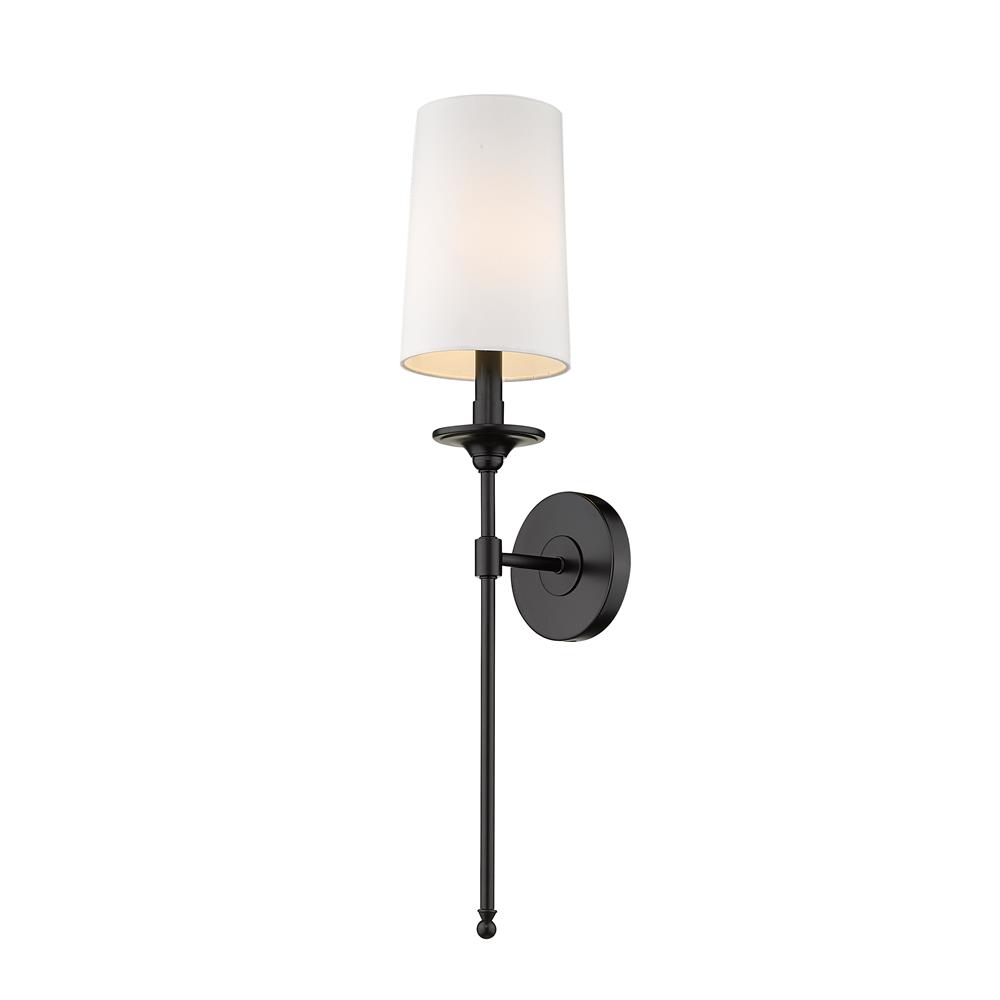 Z-Lite 807-1S-MB Emily 1 Light Wall Sconce in Matte Black with White Shade
