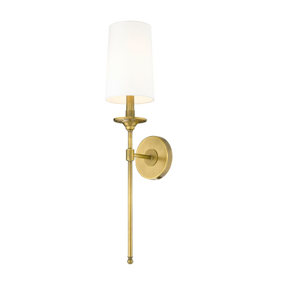 Z-Lite 807-1S-RB-WH 1 Light Wall Sconce in Rubbed Brass