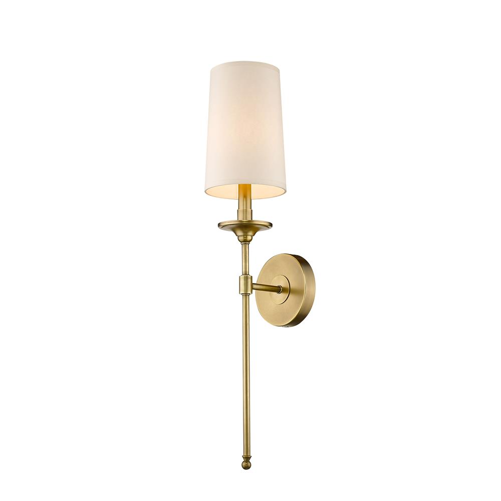 Z-Lite 807-1S-RB Emily 1 Light Wall Sconce in Rubbed Brass with Beige Shade