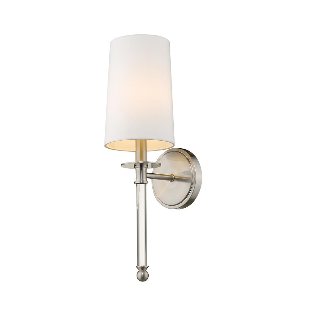 Z-Lite 808-1S-BN Mila 1 Light Wall Sconce in Brushed Nickel with White Shade
