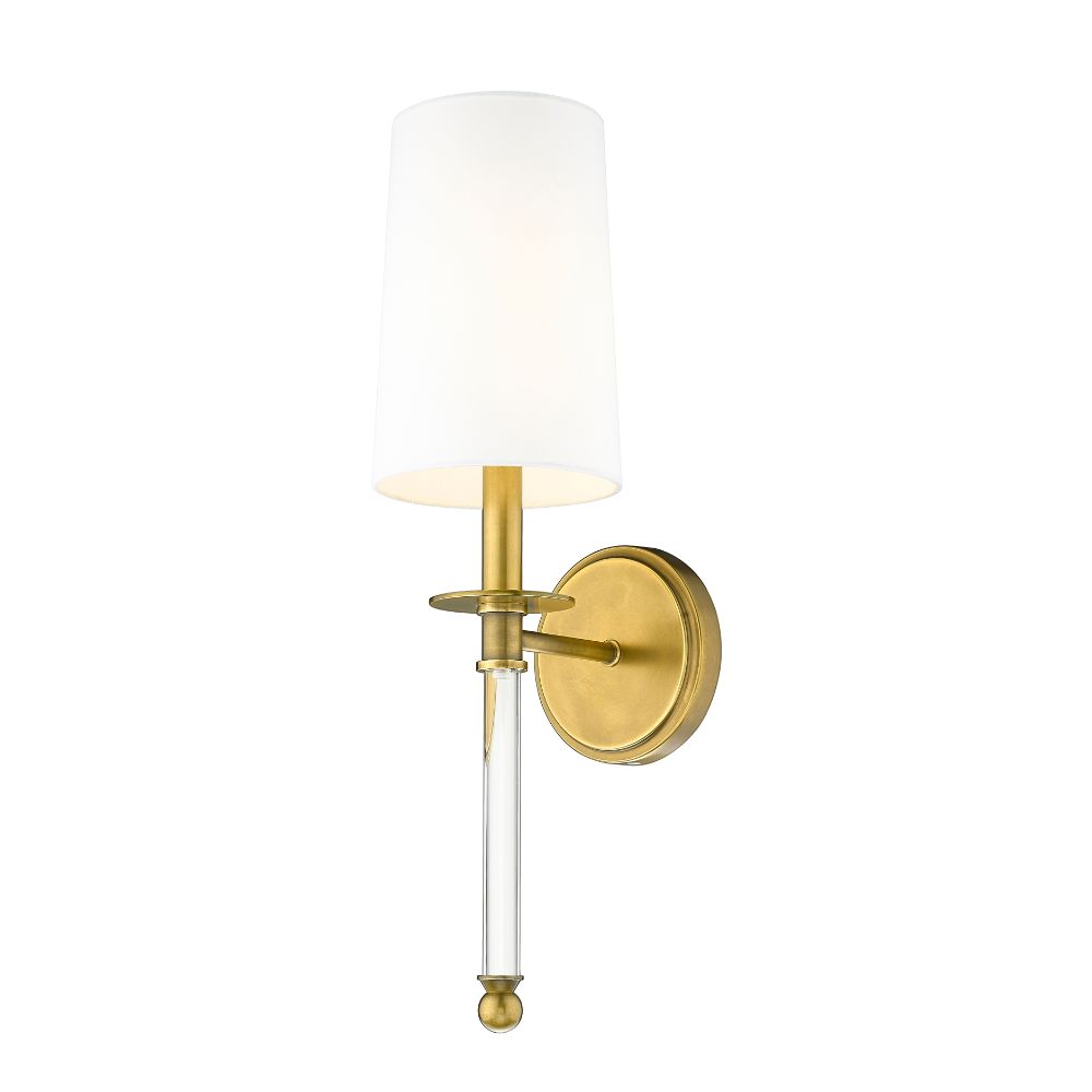 Z-Lite 808-1S-RB-WH 1 Light Wall Sconce in Rubbed Brass