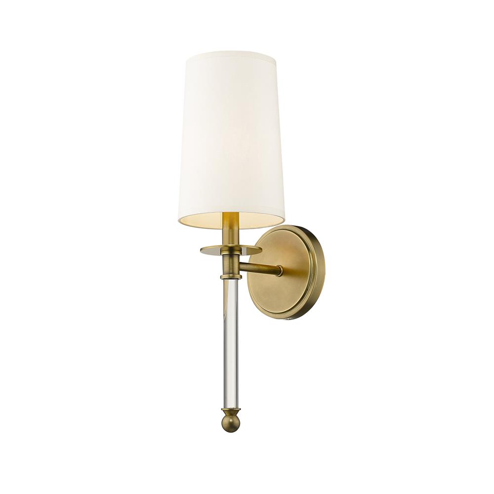 Z-Lite 808-1S-RB Mila 1 Light Wall Sconce in Rubbed Brass with Beige Shade