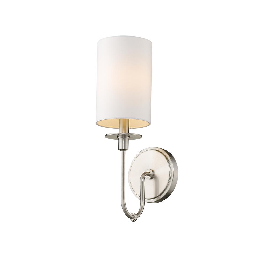 Z-Lite 809-1S-BN Ella 1 Light Wall Sconce in Brushed Nickel with White Shade